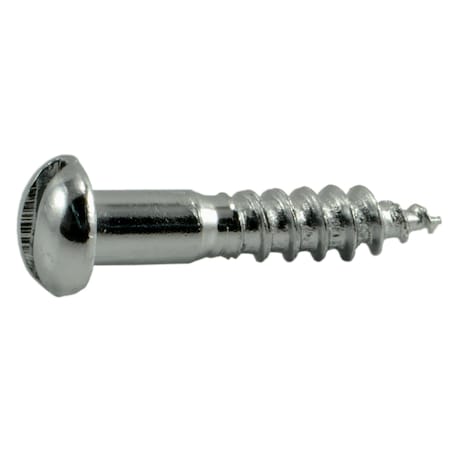 Midwest Fastener Wood Screw, #6, 3/4 in, Chrome Steel Round Head Slotted Drive, 60 PK 62184